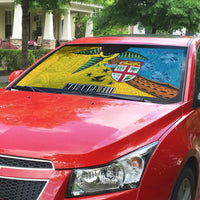 Malampa Fiji Day Auto Sun Shade Tapa and Melanesian Patterns with Coat of Arms LT03 - Polynesian Pride