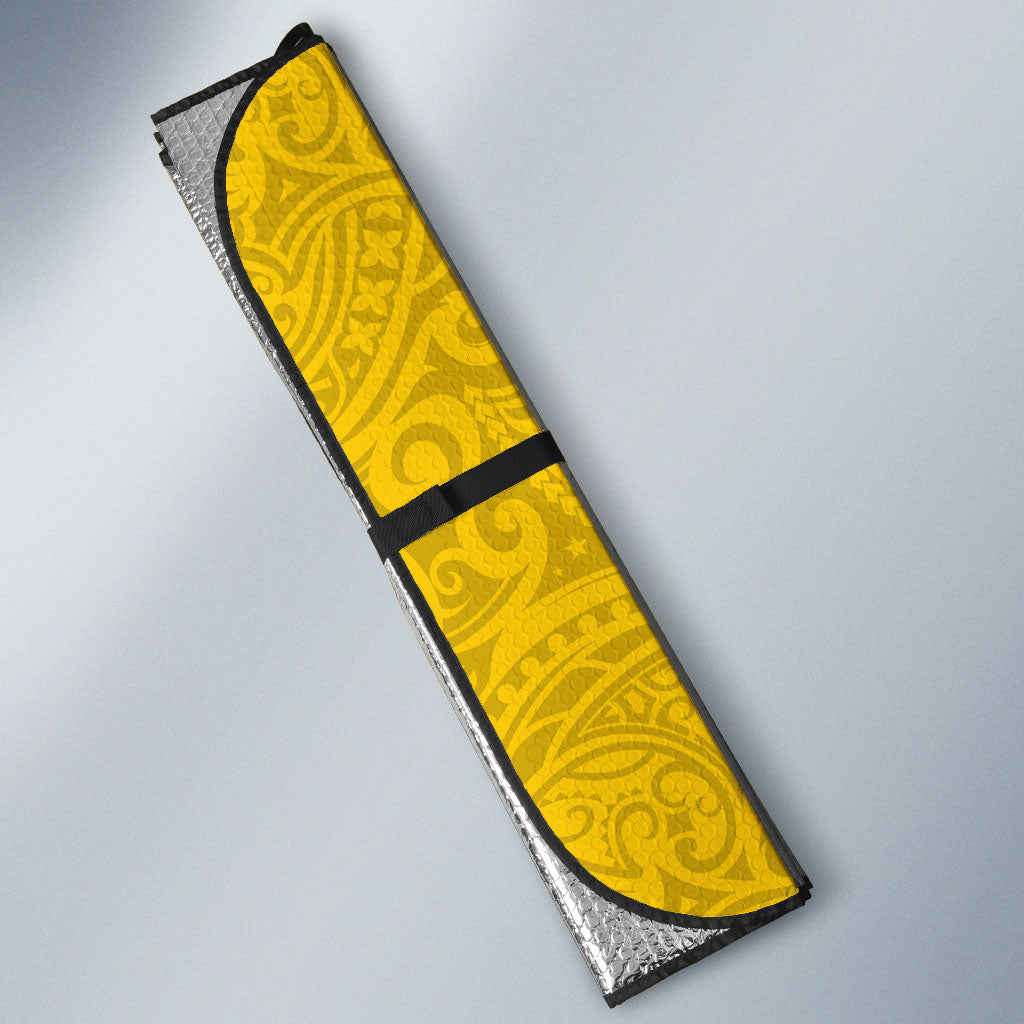 Malampa Fiji Day Auto Sun Shade Tapa and Melanesian Patterns with Coat of Arms LT03 - Polynesian Pride