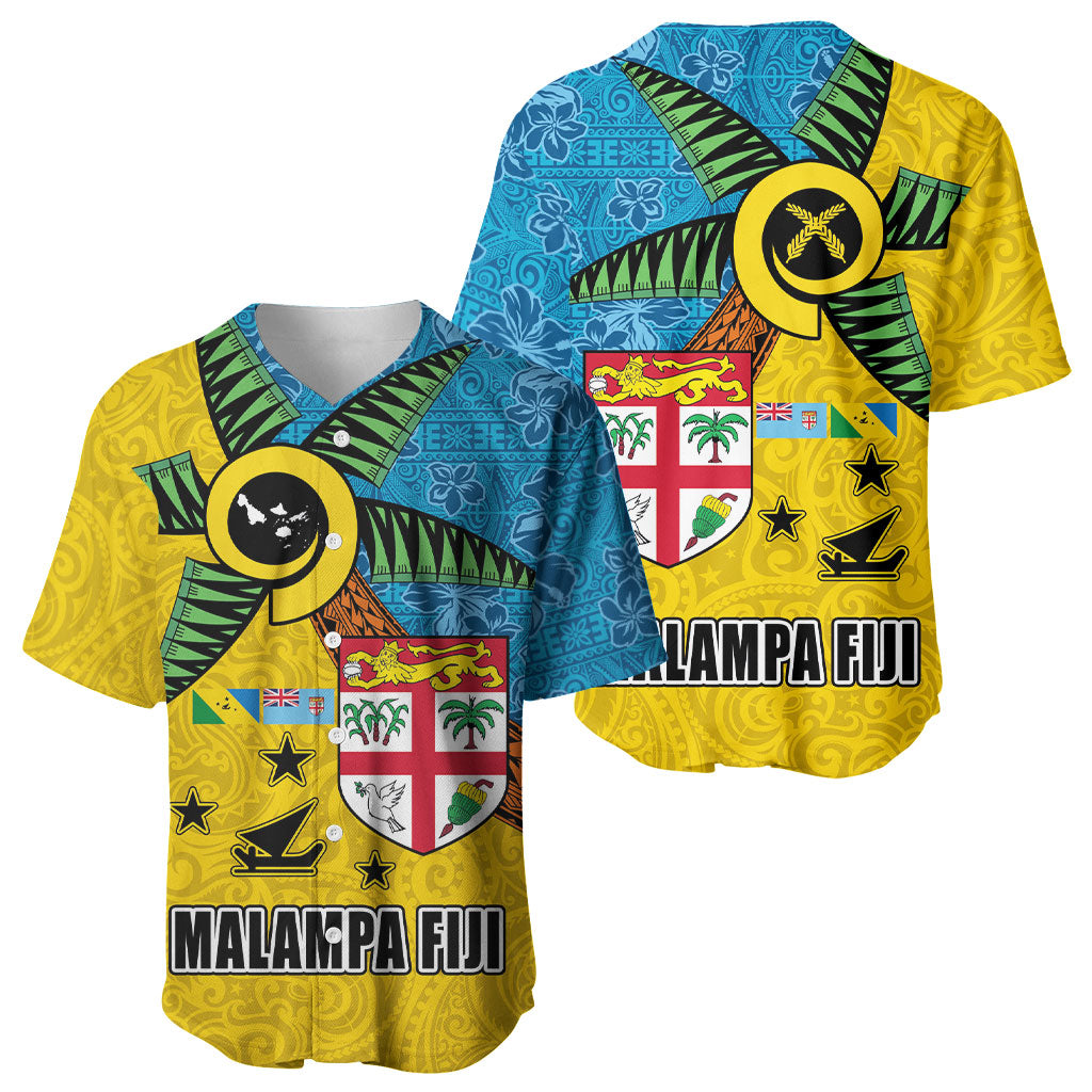 Malampa Fiji Day Baseball Jersey Tapa and Melanesian Patterns with Coat of Arms LT03 - Polynesian Pride