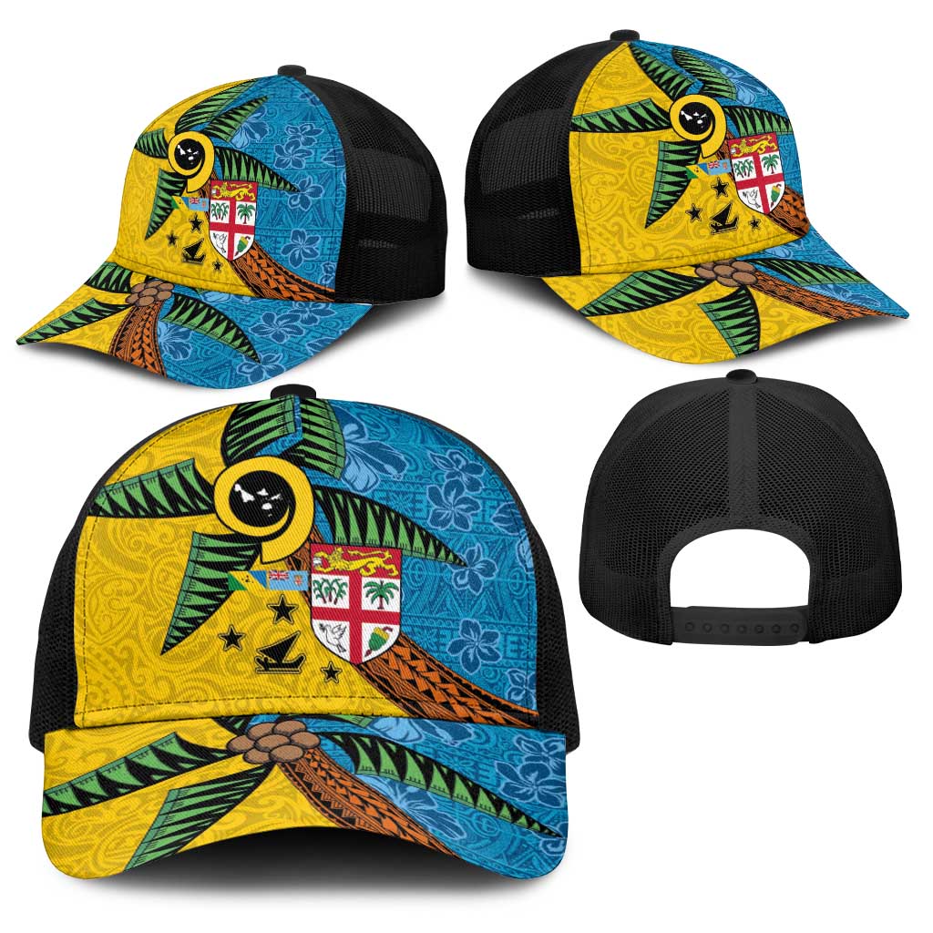 Malampa Fiji Day Baseball Net Cap Tapa and Melanesian Patterns with Coat of Arms LT03 - Polynesian Pride