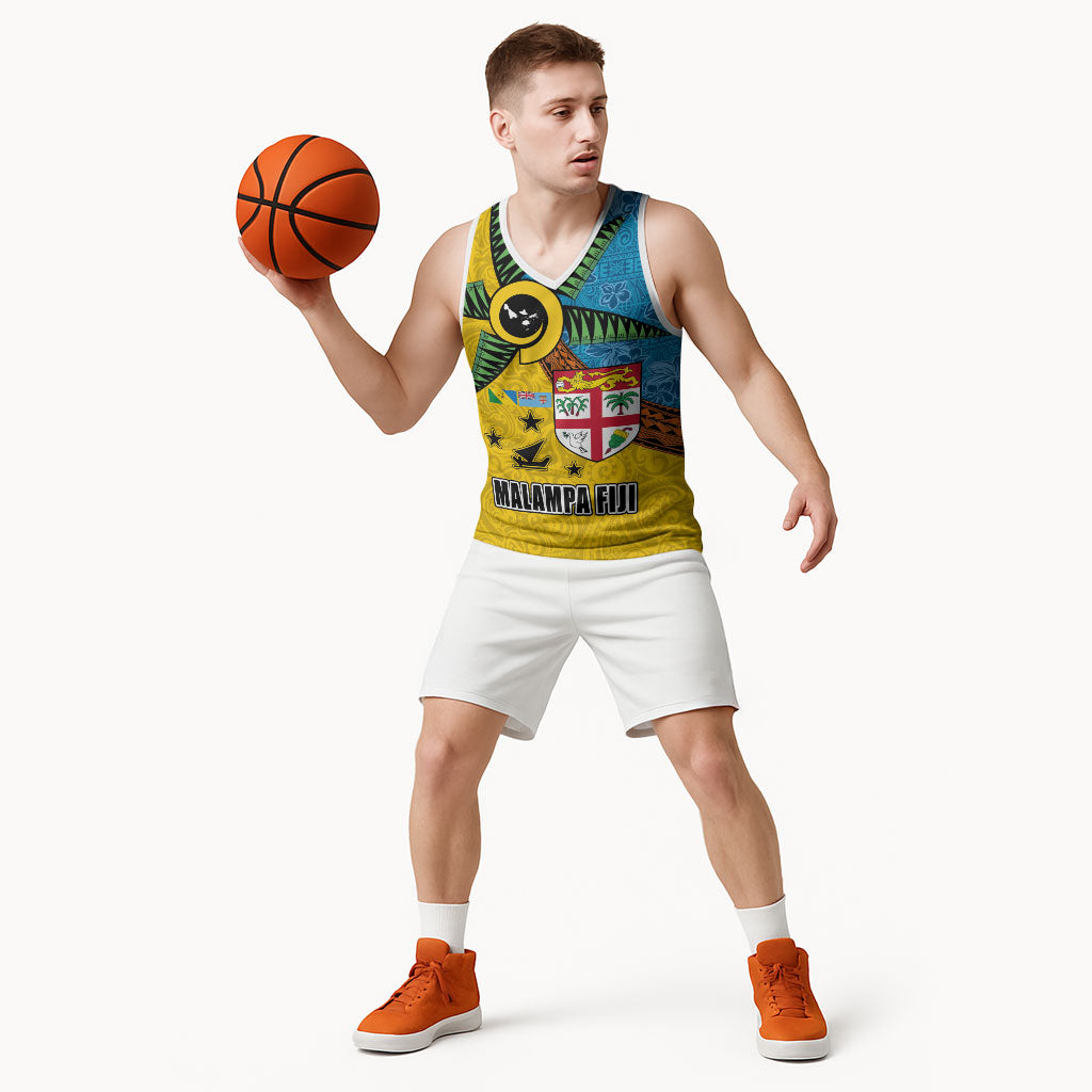 Malampa Fiji Day Basketball Jersey Tapa and Melanesian Patterns with Coat of Arms LT03 - Polynesian Pride