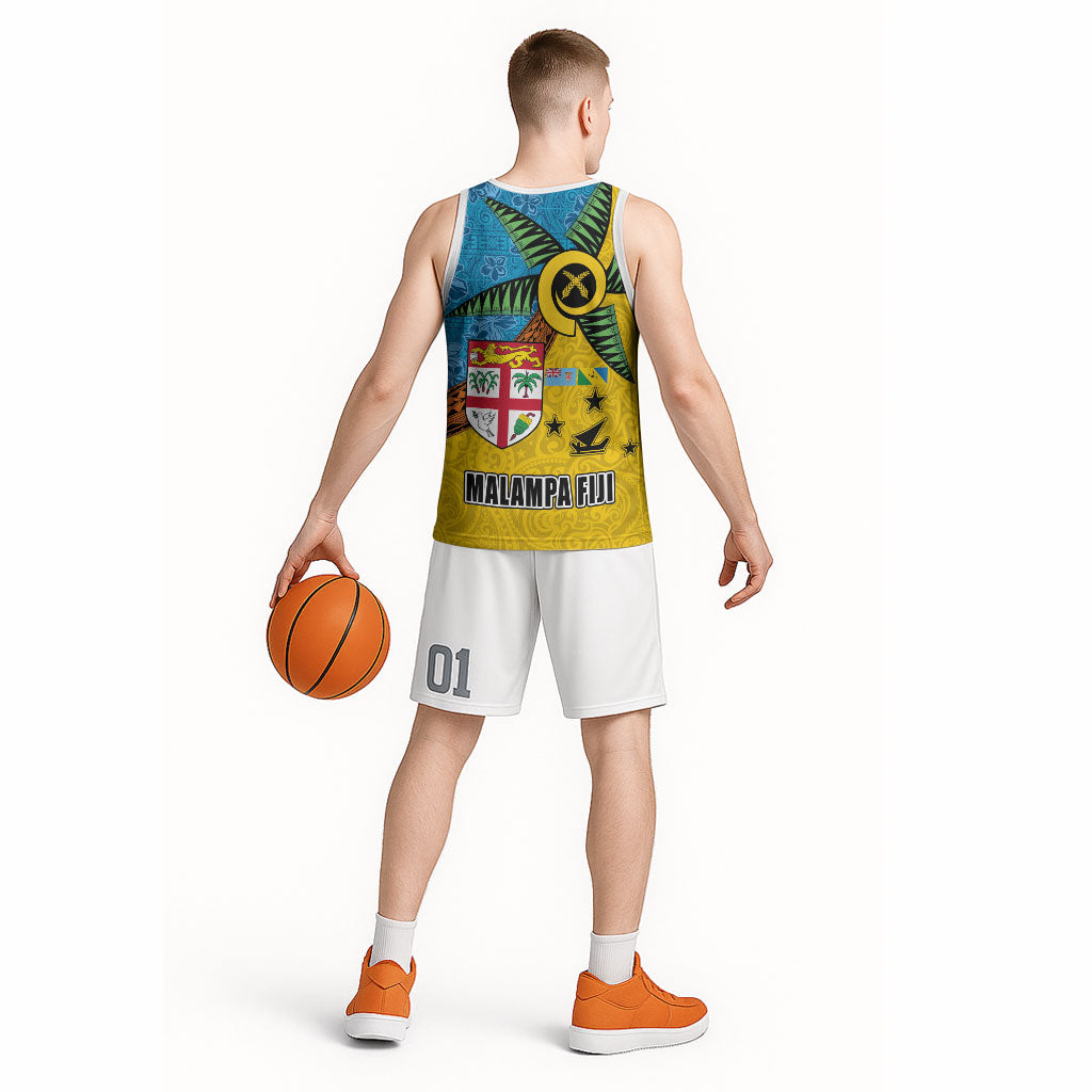 Malampa Fiji Day Basketball Jersey Tapa and Melanesian Patterns with Coat of Arms LT03 - Polynesian Pride