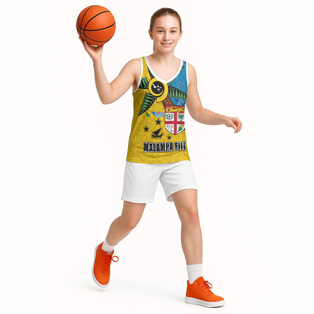 Malampa Fiji Day Basketball Jersey Tapa and Melanesian Patterns with Coat of Arms LT03 - Polynesian Pride