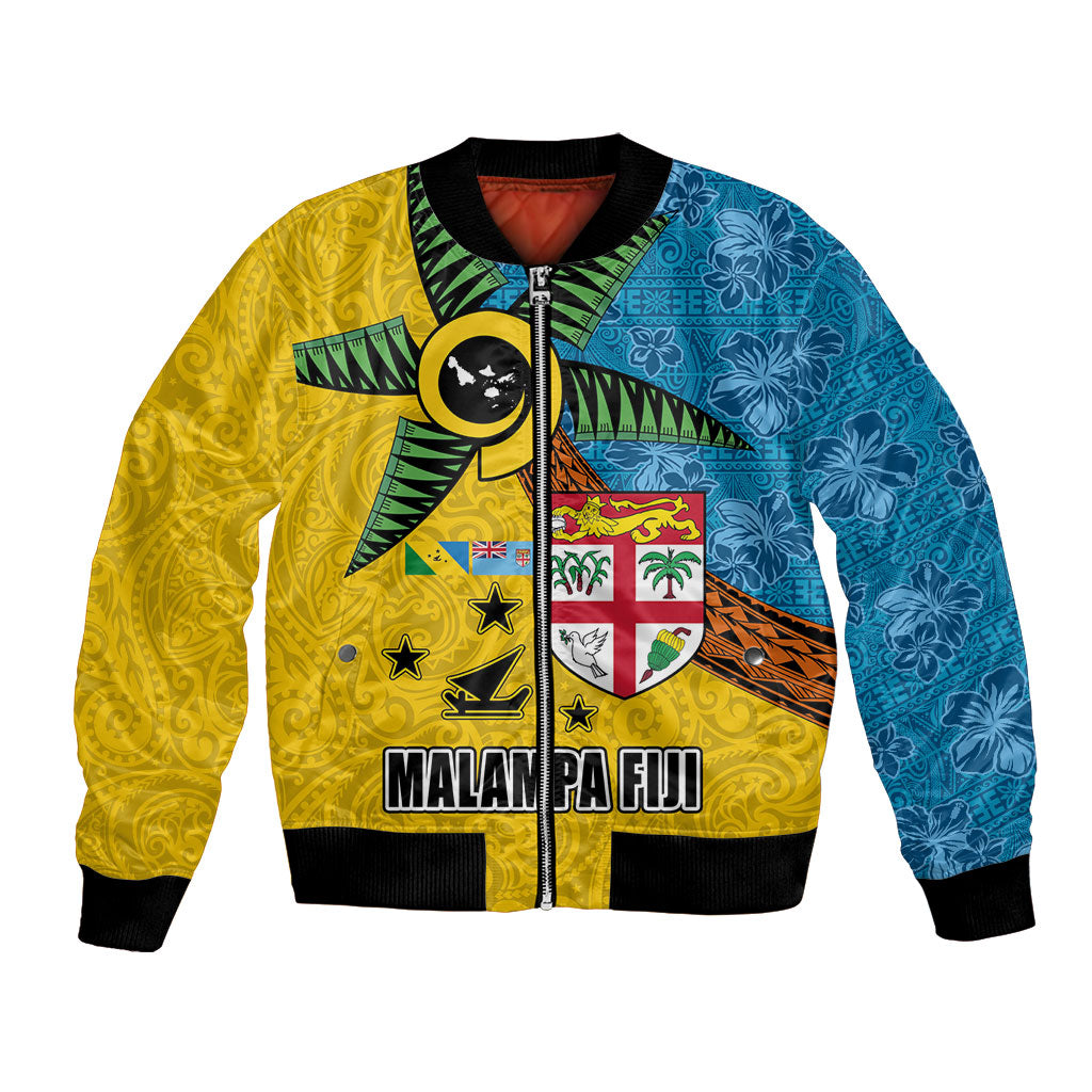 Malampa Fiji Day Bomber Jacket Tapa and Melanesian Patterns with Coat of Arms LT03 Unisex Multicolor - Polynesian Pride