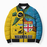 Malampa Fiji Day Bomber Puffer Jacket Tapa and Melanesian Patterns with Coat of Arms LT03 Unisex Multicolor - Polynesian Pride