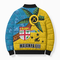 Malampa Fiji Day Bomber Puffer Jacket Tapa and Melanesian Patterns with Coat of Arms LT03 - Polynesian Pride