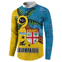Malampa Fiji Day Button Sweatshirt Tapa and Melanesian Patterns with Coat of Arms LT03 - Polynesian Pride