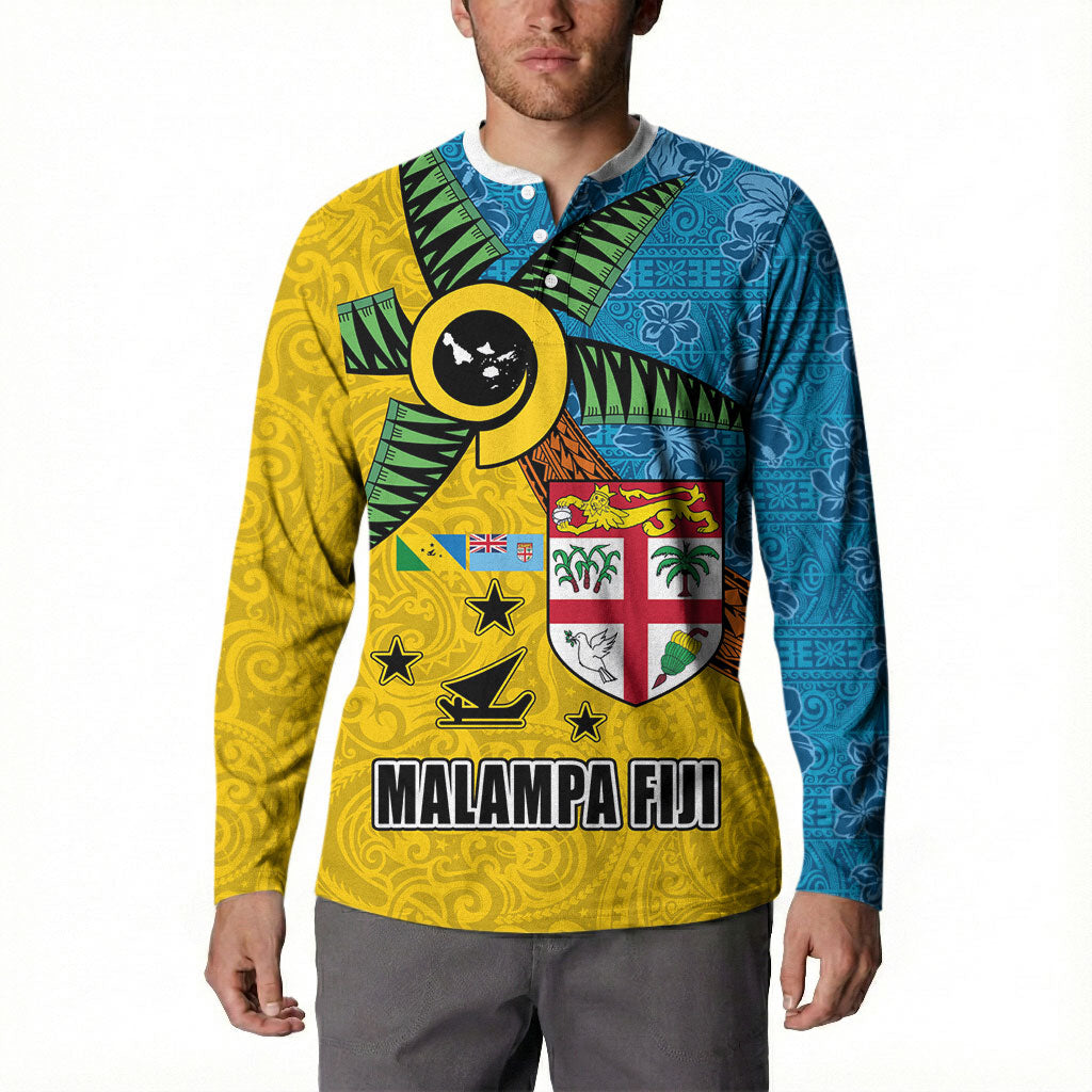 Malampa Fiji Day Button Sweatshirt Tapa and Melanesian Patterns with Coat of Arms LT03 - Polynesian Pride