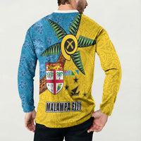 Malampa Fiji Day Button Sweatshirt Tapa and Melanesian Patterns with Coat of Arms LT03 - Polynesian Pride