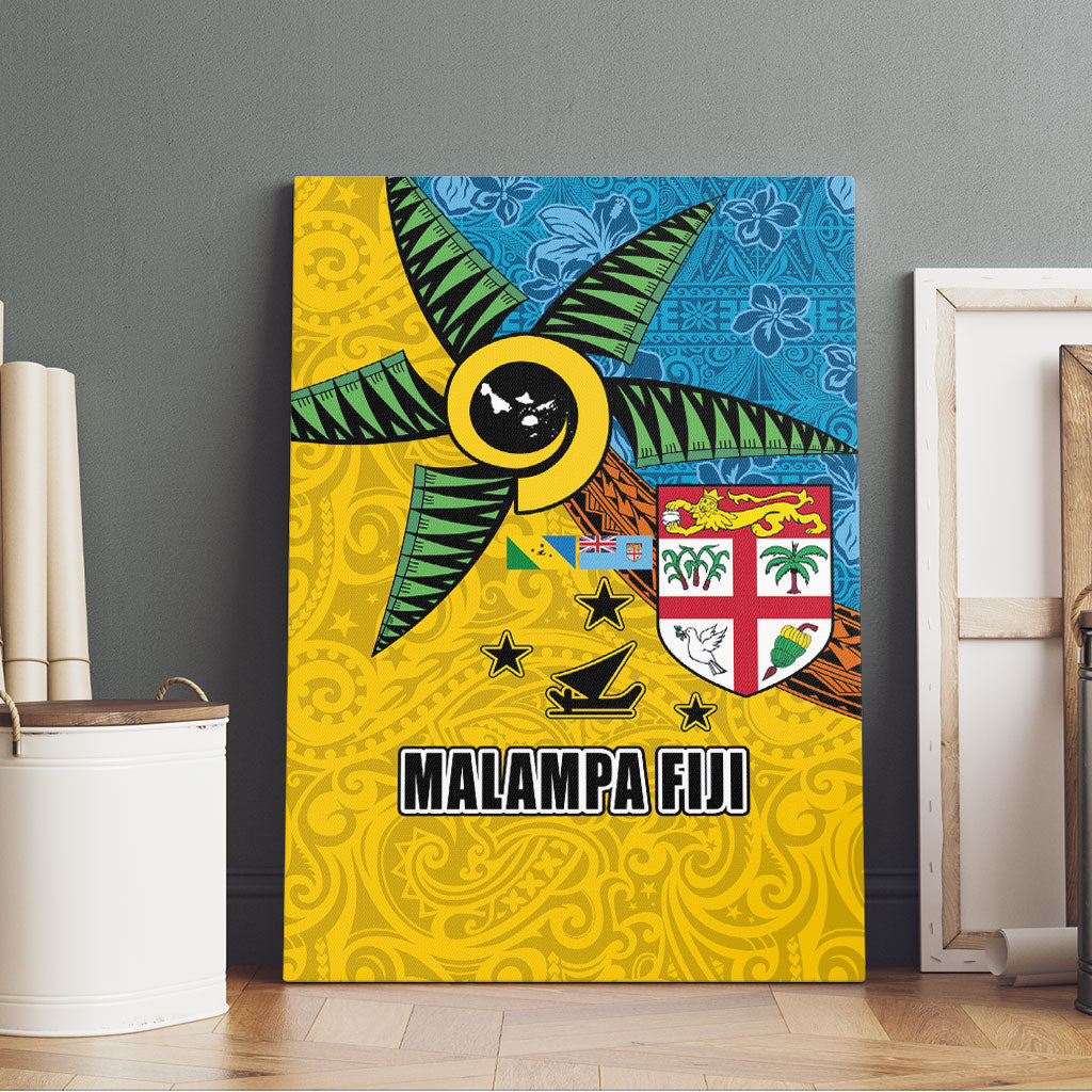Malampa Fiji Day Canvas Wall Art Tapa and Melanesian Patterns with Coat of Arms LT03 - Polynesian Pride