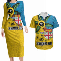 Malampa Fiji Day Couples Matching Long Sleeve Bodycon Dress and Hawaiian Shirt Tapa and Melanesian Patterns with Coat of Arms LT03 Multicolor - Polynesian Pride