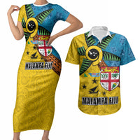 Malampa Fiji Day Couples Matching Short Sleeve Bodycon Dress and Hawaiian Shirt Tapa and Melanesian Patterns with Coat of Arms LT03 Multicolor - Polynesian Pride