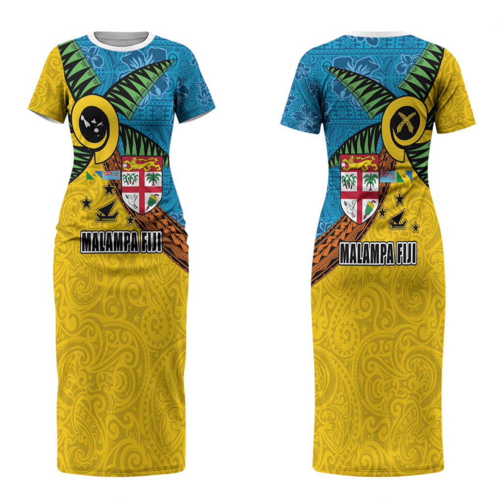 Malampa Fiji Day Couples Matching Short Sleeve Bodycon Dress and Hawaiian Shirt Tapa and Melanesian Patterns with Coat of Arms LT03 - Polynesian Pride