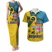 Malampa Fiji Day Couples Matching Tank Maxi Dress and Hawaiian Shirt Tapa and Melanesian Patterns with Coat of Arms LT03 Multicolor - Polynesian Pride