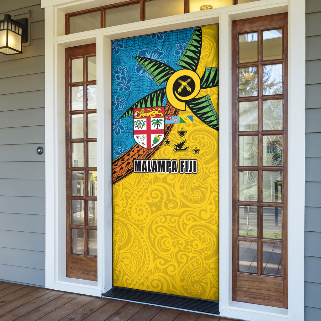Malampa Fiji Day Door Cover Tapa and Melanesian Patterns with Coat of Arms LT03 - Polynesian Pride
