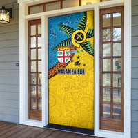 Malampa Fiji Day Door Cover Tapa and Melanesian Patterns with Coat of Arms LT03 - Polynesian Pride