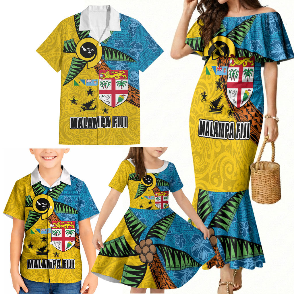 Malampa Fiji Day Family Matching Mermaid Dress and Hawaiian Shirt Tapa and Melanesian Patterns with Coat of Arms LT03 - Polynesian Pride
