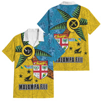 Malampa Fiji Day Family Matching Puletasi and Hawaiian Shirt Tapa and Melanesian Patterns with Coat of Arms LT03 Dad's Shirt - Short Sleeve Multicolor - Polynesian Pride