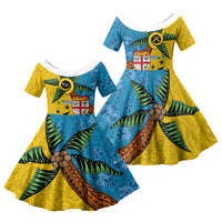 Malampa Fiji Day Family Matching Summer Maxi Dress and Hawaiian Shirt Tapa and Melanesian Patterns with Coat of Arms LT03 Daughter's Dress Multicolor - Polynesian Pride