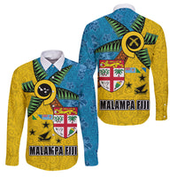 Malampa Fiji Day Family Matching Tank Maxi Dress and Hawaiian Shirt Tapa and Melanesian Patterns with Coat of Arms LT03 Dad's Shirt - Long Sleeve Multicolor - Polynesian Pride
