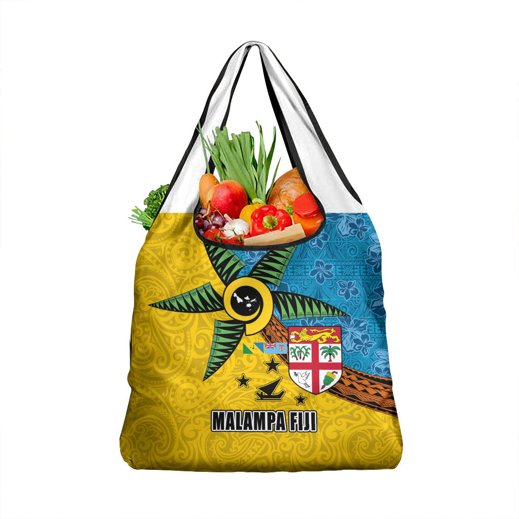 Malampa Fiji Day Grocery Bag Tapa and Melanesian Patterns with Coat of Arms LT03 1-pack One Size Multicolor - Polynesian Pride