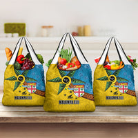 Malampa Fiji Day Grocery Bag Tapa and Melanesian Patterns with Coat of Arms LT03 3-pack One Size Multicolor - Polynesian Pride