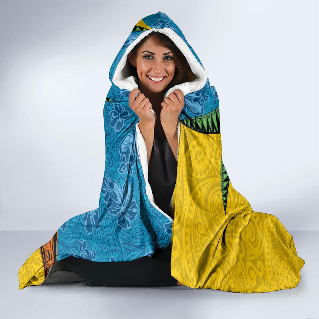 Malampa Fiji Day Hooded Blanket Tapa and Melanesian Patterns with Coat of Arms LT03 - Polynesian Pride