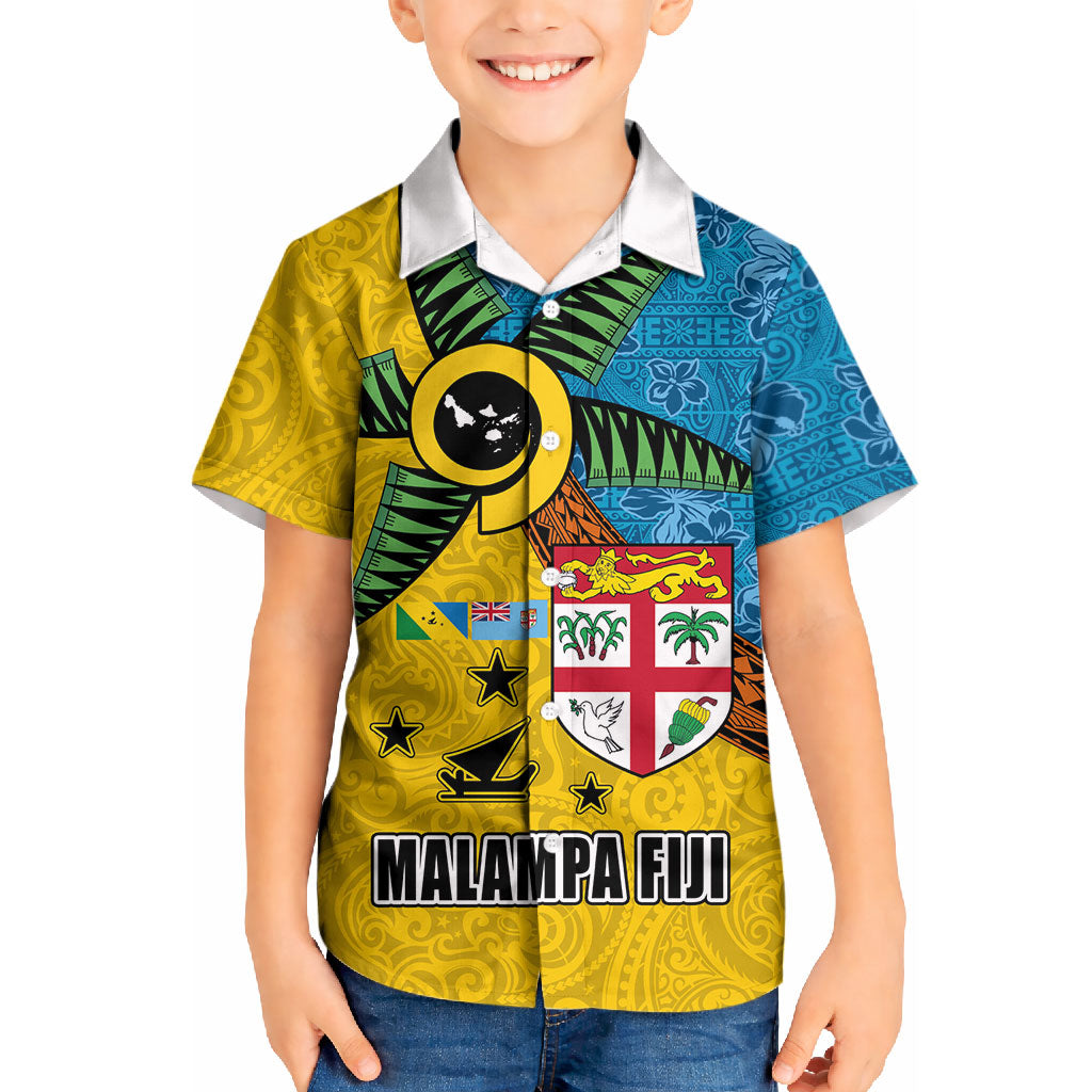 Malampa Fiji Day Kid Hawaiian Shirt Tapa and Melanesian Patterns with Coat of Arms LT03 Kid Multicolor - Polynesian Pride