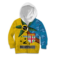 Malampa Fiji Day Kid Hoodie Tapa and Melanesian Patterns with Coat of Arms LT03 Zip Hoodie Multicolor - Polynesian Pride