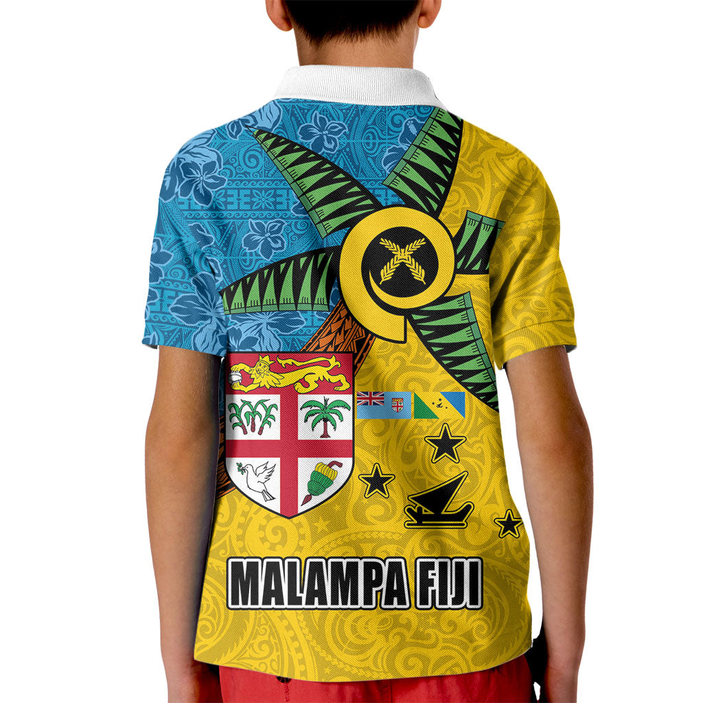 Malampa Fiji Day Kid Polo Shirt Tapa and Melanesian Patterns with Coat of Arms LT03 - Polynesian Pride