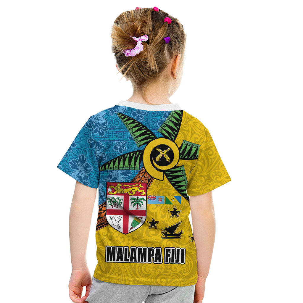 Malampa Fiji Day Kid T Shirt Tapa and Melanesian Patterns with Coat of Arms LT03 - Polynesian Pride