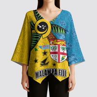 Malampa Fiji Day Kimono Sleeve Blouse Tapa and Melanesian Patterns with Coat of Arms LT03 - Polynesian Pride