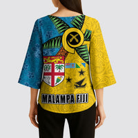 Malampa Fiji Day Kimono Sleeve Blouse Tapa and Melanesian Patterns with Coat of Arms LT03 - Polynesian Pride