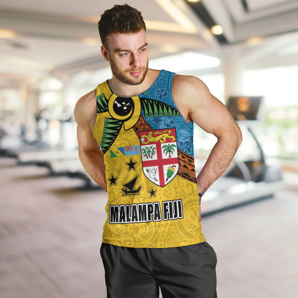 Malampa Fiji Day Men Tank Top Tapa and Melanesian Patterns with Coat of Arms LT03 Multicolor - Polynesian Pride