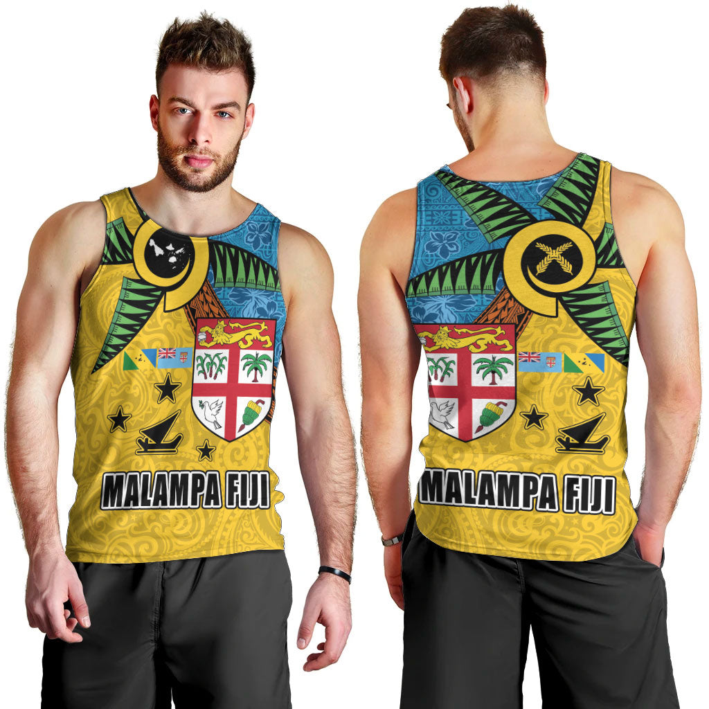 Malampa Fiji Day Men Tank Top Tapa and Melanesian Patterns with Coat of Arms LT03 - Polynesian Pride