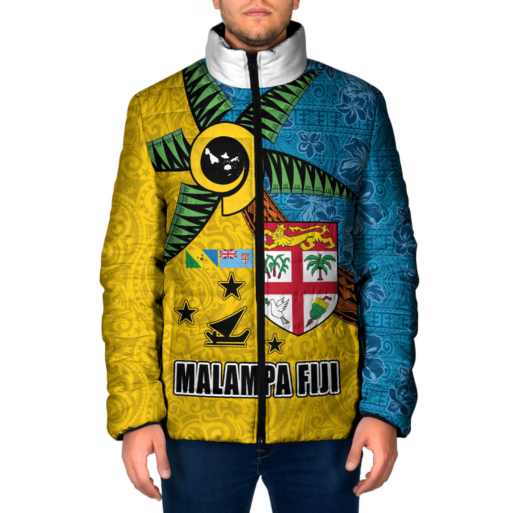Malampa Fiji Day Padded Jacket Tapa and Melanesian Patterns with Coat of Arms LT03 Men Multicolor - Polynesian Pride
