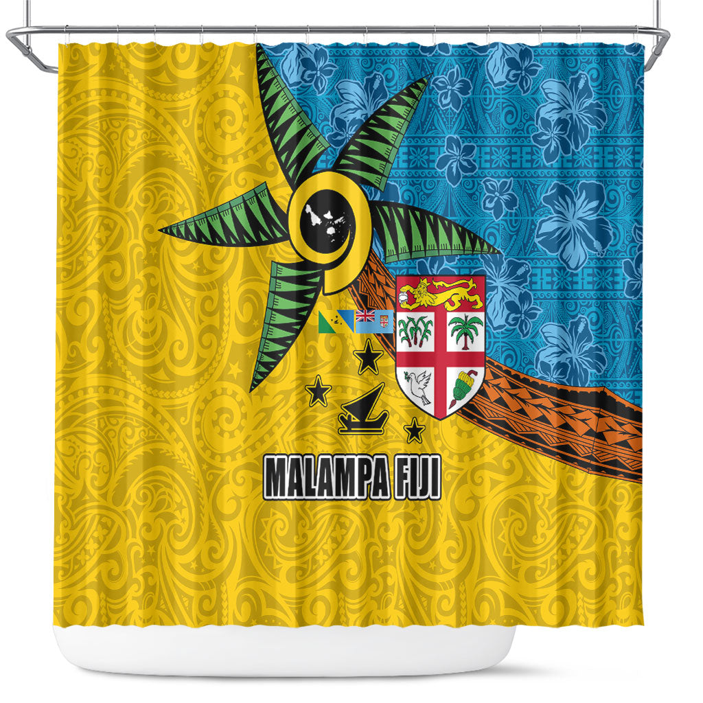 Malampa Fiji Day Shower Curtain Tapa and Melanesian Patterns with Coat of Arms LT03 Multicolor - Polynesian Pride