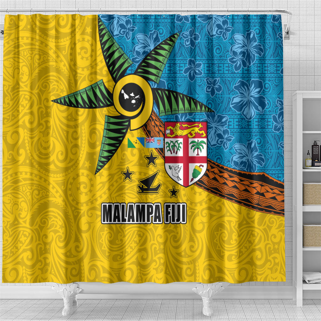 Malampa Fiji Day Shower Curtain Tapa and Melanesian Patterns with Coat of Arms LT03 - Polynesian Pride