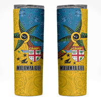 Malampa Fiji Day Skinny Tumbler Tapa and Melanesian Patterns with Coat of Arms LT03 Multicolor - Polynesian Pride