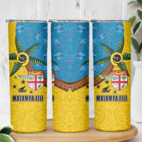 Malampa Fiji Day Skinny Tumbler Tapa and Melanesian Patterns with Coat of Arms LT03 - Polynesian Pride