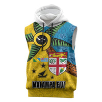 Malampa Fiji Day Sleeveless Hoodie Tapa and Melanesian Patterns with Coat of Arms LT03 Multicolor - Polynesian Pride