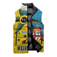 Malampa Fiji Day Sleeveless Puffer Jacket Tapa and Melanesian Patterns with Coat of Arms LT03 - Polynesian Pride