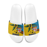Malampa Fiji Day Slide Sandals Tapa and Melanesian Patterns with Coat of Arms LT03 Multicolor - Polynesian Pride