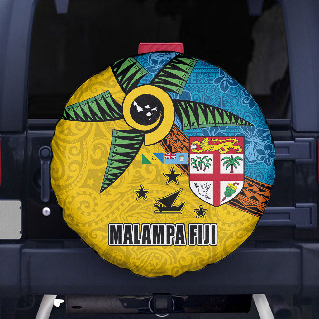 Malampa Fiji Day Spare Tire Cover Tapa and Melanesian Patterns with Coat of Arms LT03 No hole Multicolor - Polynesian Pride