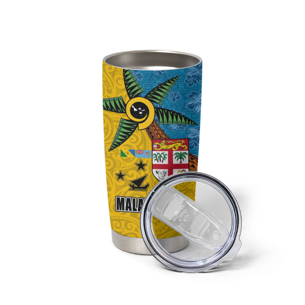 Malampa Fiji Day Tumbler Cup Tapa and Melanesian Patterns with Coat of Arms LT03 - Polynesian Pride