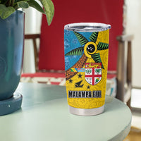 Malampa Fiji Day Tumbler Cup Tapa and Melanesian Patterns with Coat of Arms LT03 - Polynesian Pride