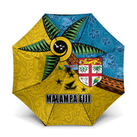 Malampa Fiji Day Umbrella Tapa and Melanesian Patterns with Coat of Arms LT03 One Size Folded 11.42 inch Opened Diameter 37.4 inch Multicolor - Polynesian Pride