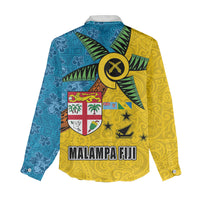 Malampa Fiji Day Women Casual Shirt Tapa and Melanesian Patterns with Coat of Arms LT03 - Polynesian Pride