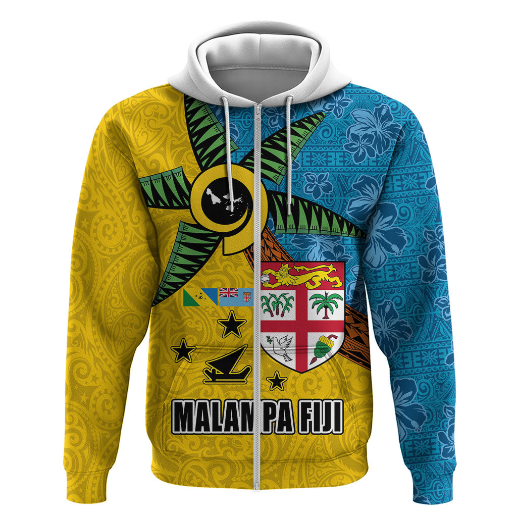 Malampa Fiji Day Zip Hoodie Tapa and Melanesian Patterns with Coat of Arms LT03 Zip Hoodie Multicolor - Polynesian Pride