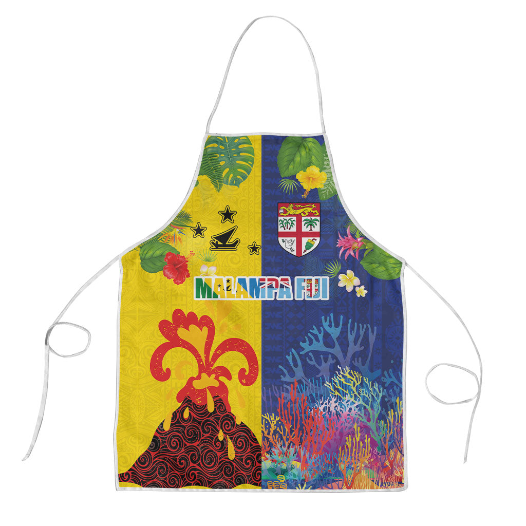 Malampa Fiji Day Apron Volcano and Coral Reef with Culture Patterns Split Style LT03 Multicolor - Polynesian Pride